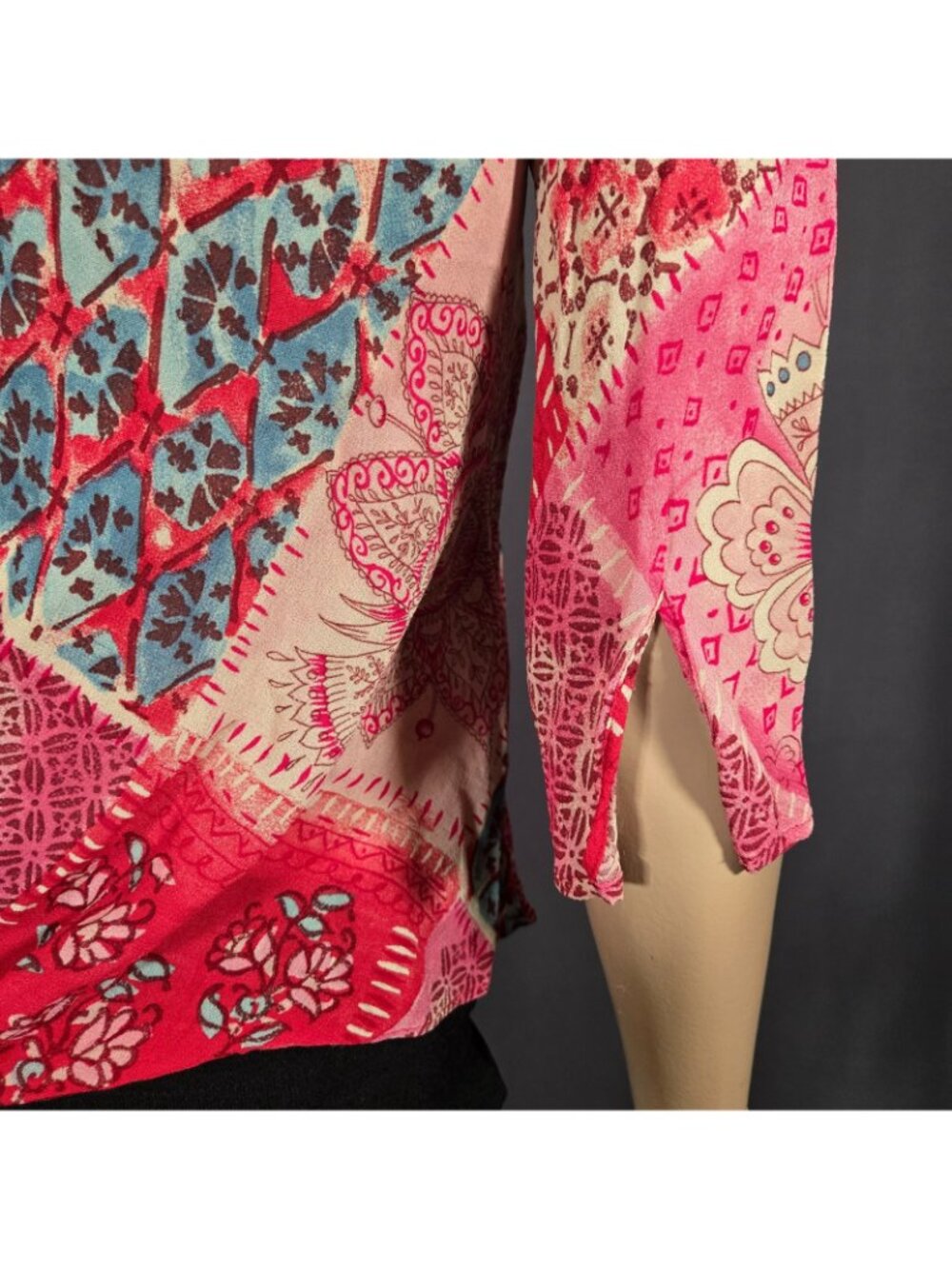 Y2K Next Tie Front Chiffon Top Pink Blue Ruffled Size S Euro Summer Boho Fairy - Picture 13 of 15